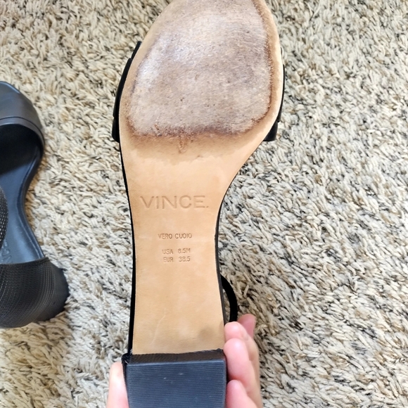 Vince Raine Leather City Sandal Black Sz 8,5 - Picture 7 of 7